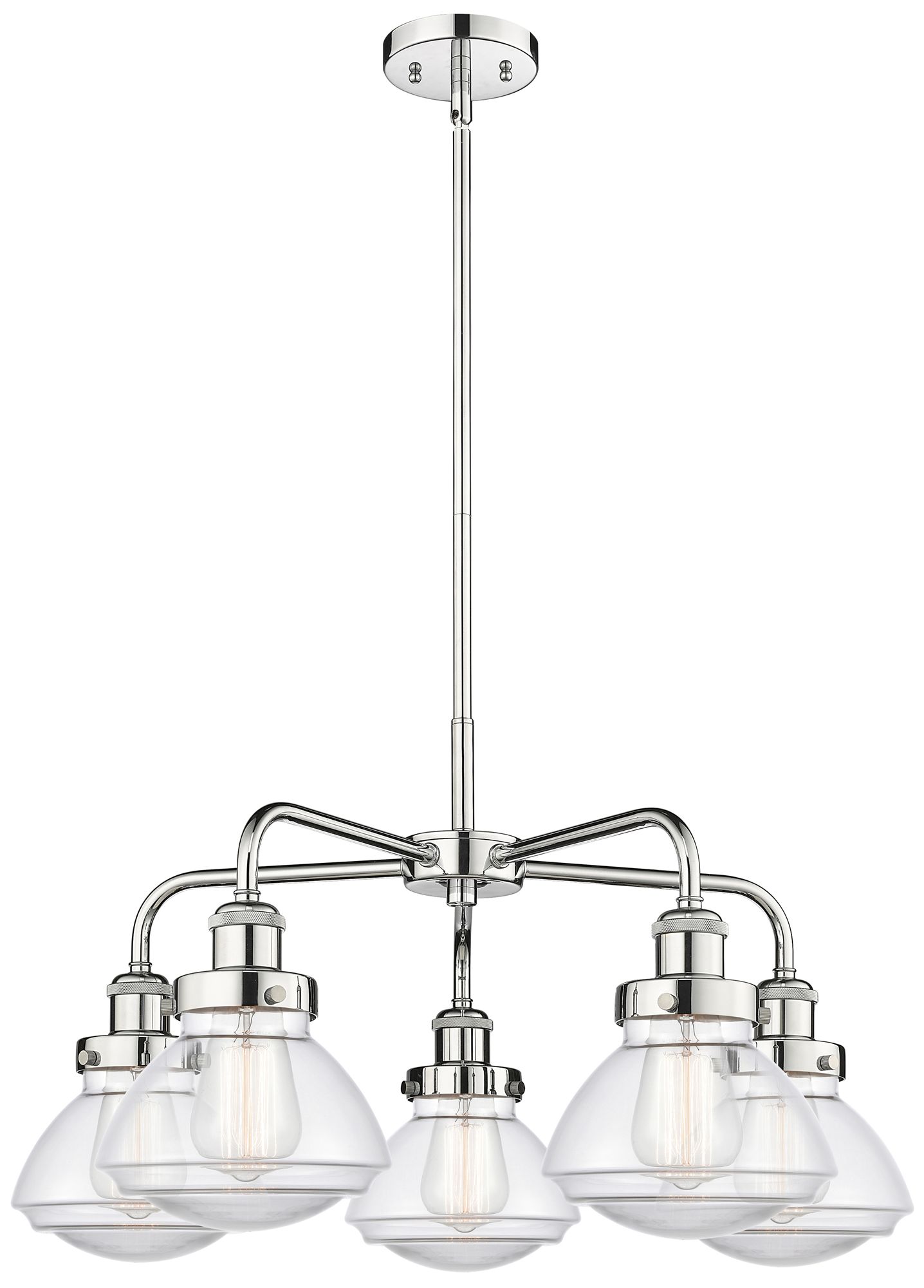 Olean 24.5"W 5 Light Polished Chrome Stem Hung Chandelier w/ Clear Sha