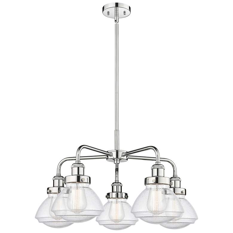 Image 1 Olean 24.5"W 5 Light Polished Chrome Stem Hung Chandelier w/ Seedy Sha