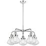 Olean 24.5"W 5 Light Polished Chrome Stem Hung Chandelier w/ Seedy Sha