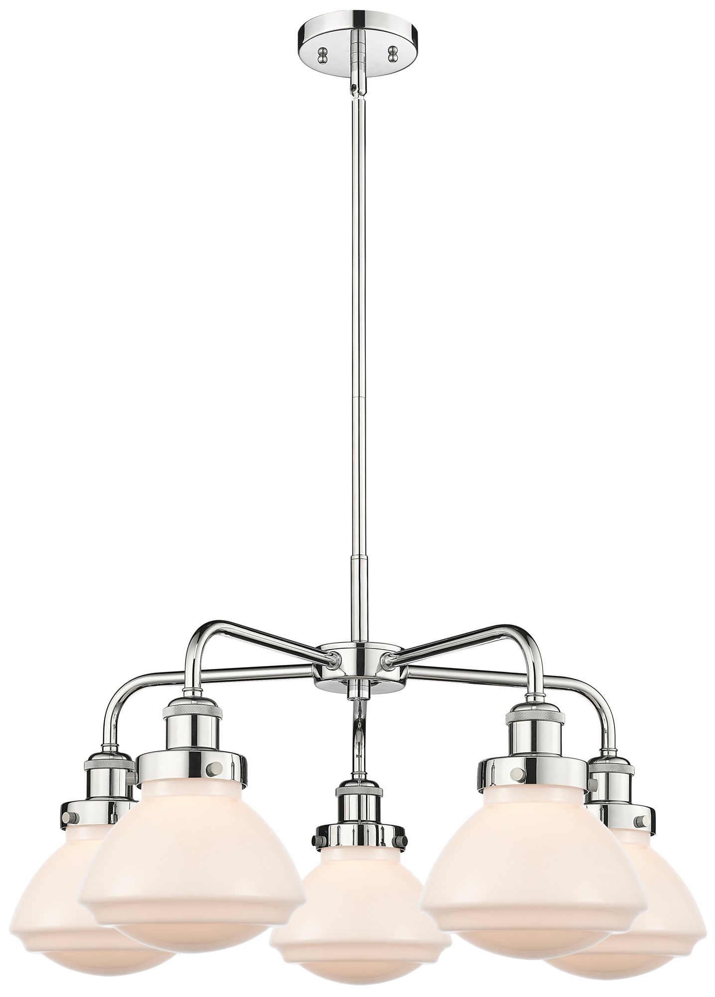 Olean 24.5"W 5 Light Polished Chrome Stem Hung Chandelier w/ White Sha