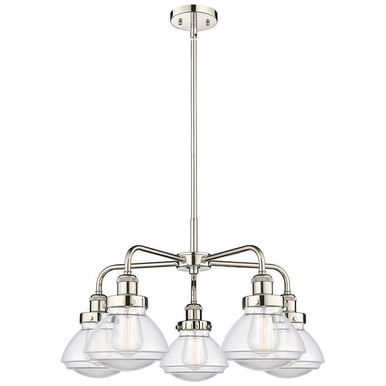 Image 1 Olean 24.5"W 5 Light Polished Nickel Stem Hung Chandelier w/ Clear Sha