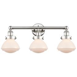 Olean 24 3/4" Wide Nickel and White Glass 3-Light Bath Light