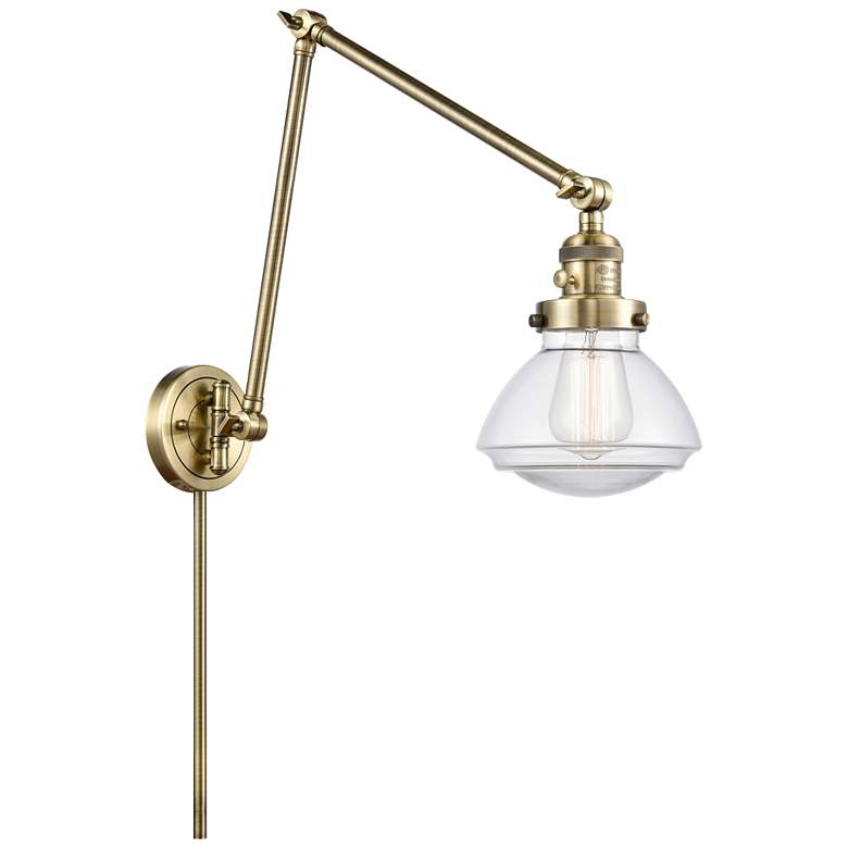 Image 1 Olean 27.75" High Antique Brass Double Extension Swing Arm w/ Clear Sh