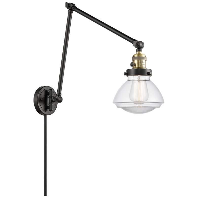 Image 1 Olean 27.75" High Black Brass Double Extension Swing Arm w/ Clear Shad