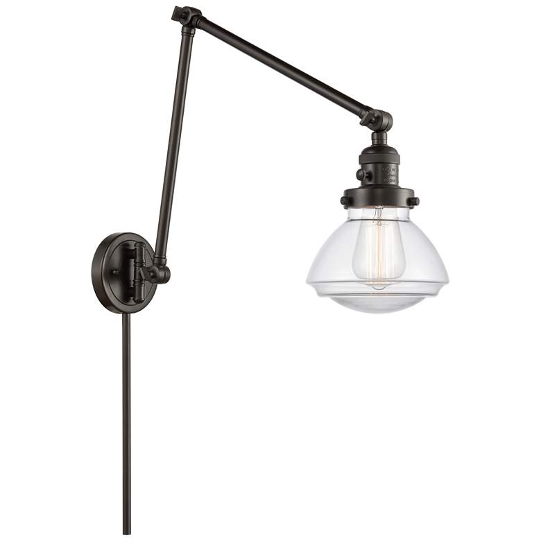Image 1 Olean 27.75" High Bronze Double Extension Swing Arm w/ Clear Shade