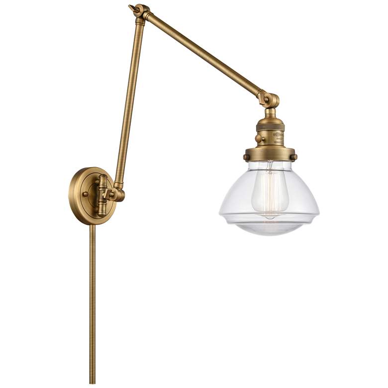 Image 1 Olean 27.75" High Brushed Brass Double Extension Swing Arm w/ Clear Sh