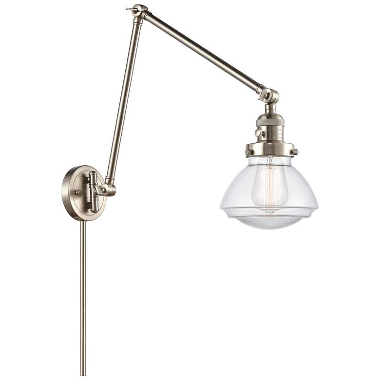 Image 1 Olean 27.75" High Brushed Nickel Double Extension Swing Arm w/ Clear S