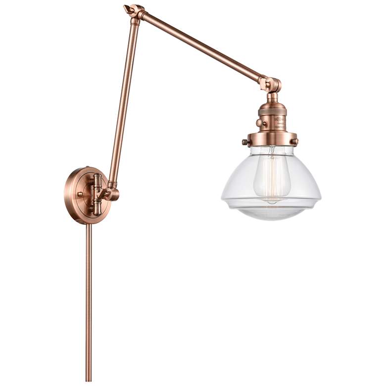 Image 1 Olean 27.75 inch High Copper Double Extension Swing Arm w/ Clear Shade
