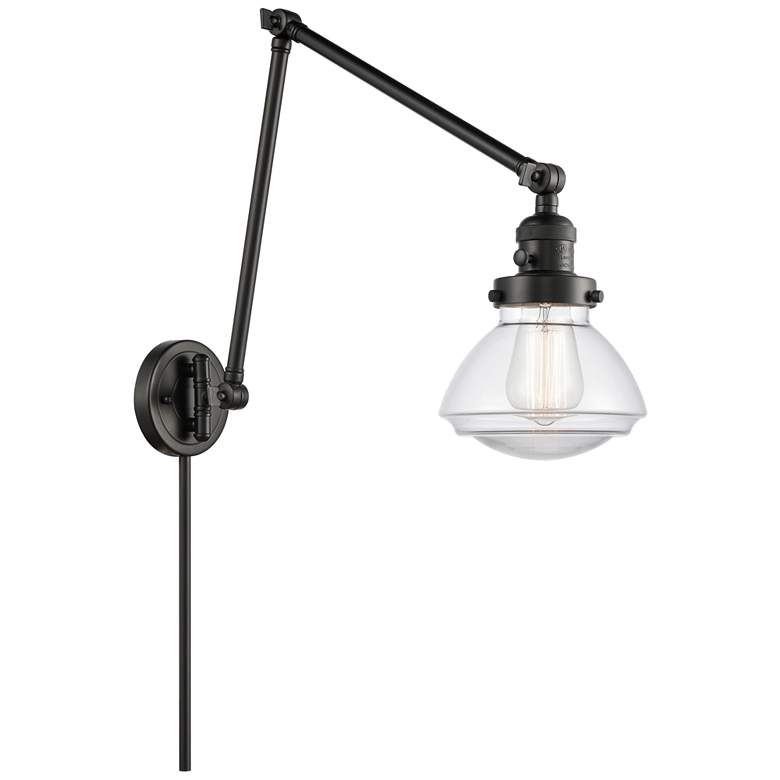 Image 1 Olean 27.75" High Matte Black Double Extension Swing Arm w/ Clear Shad