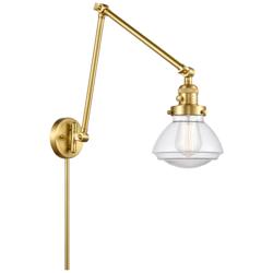 Olean 27.75" High Satin Gold Double Extension Swing Arm w/ Clear Shade