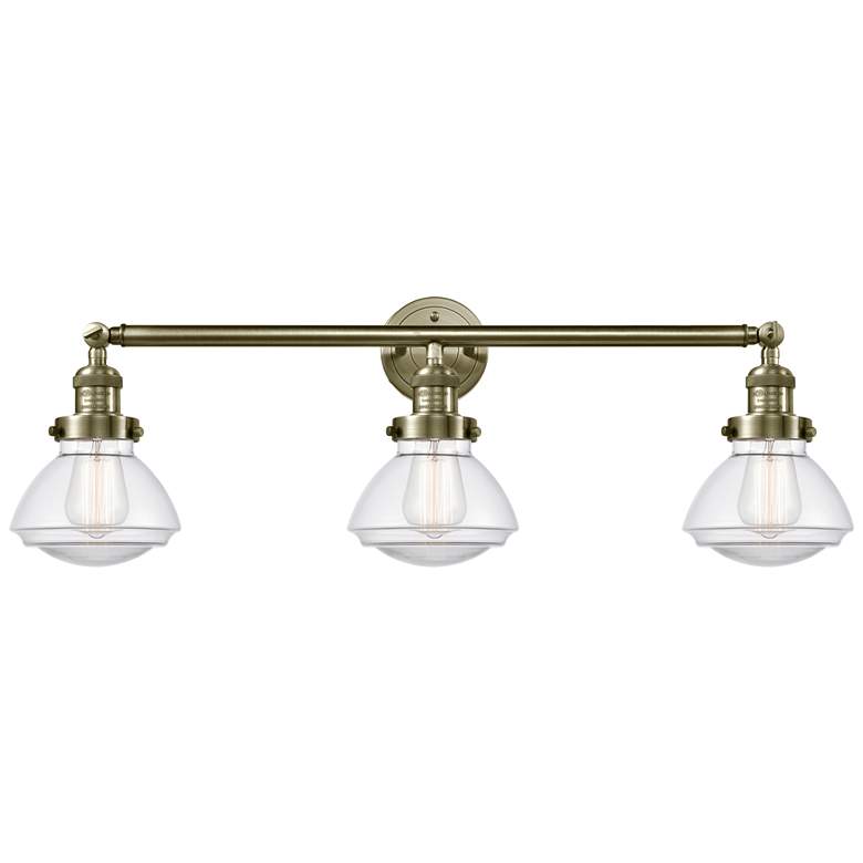 Image 1 Olean 30.75" Wide 3 Light Antique Brass Bath Vanity Light w/ Clear Sha