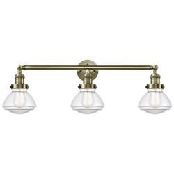 Olean 30.75" Wide 3 Light Antique Brass Bath Vanity Light w/ Clear Sha