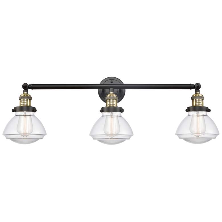 Image 1 Olean 30.75" Wide 3 Light Black Brass Bath Vanity Light w/ Clear Shade