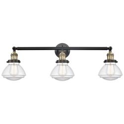Olean 30.75" Wide 3 Light Black Brass Bath Vanity Light w/ Clear Shade