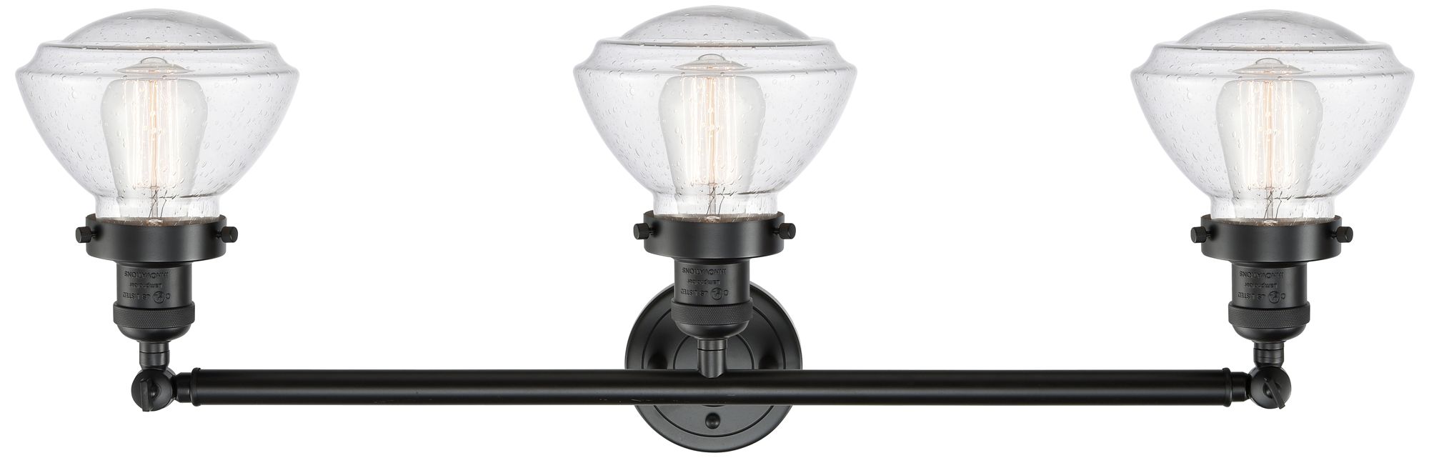Thumbnail2 of Olean 30.75" Wide 3 Light Bronze Bath Vanity Light w/ Seedy Shade more views