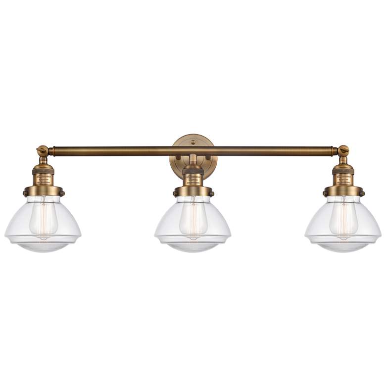 Image 1 Olean 30.75" Wide 3 Light Brushed Brass Bath Vanity Light w/ Clear Sha