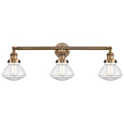 Olean 30.75" Wide 3 Light Brushed Brass Bath Vanity Light w/ Clear Sha