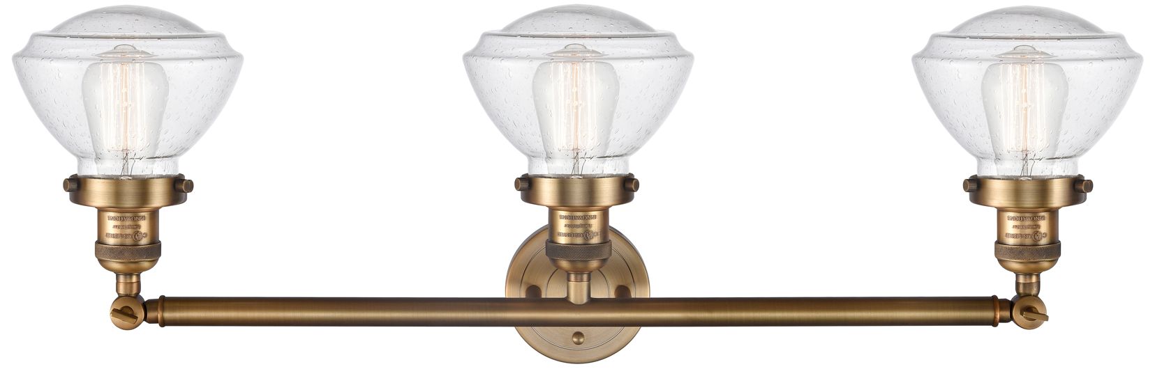 Image 3 Olean 30.75" Wide 3 Light Brushed Brass Bath Vanity Light w/ Seedy Sha more views