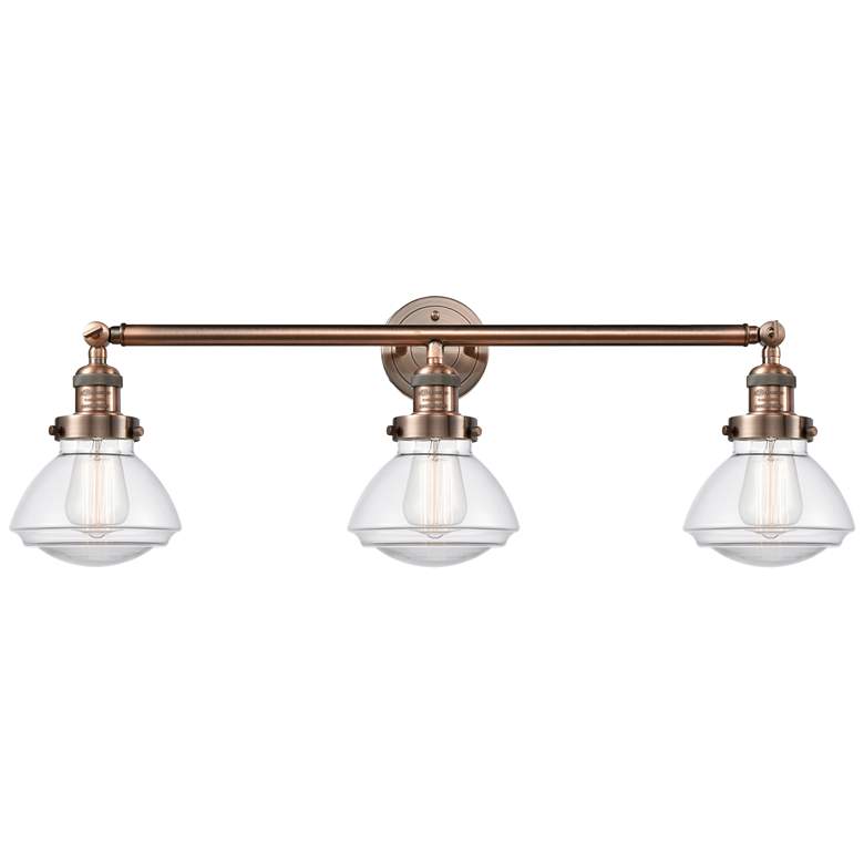 Image 1 Olean 30.75" Wide 3 Light Copper Bath Vanity Light w/ Clear Shade