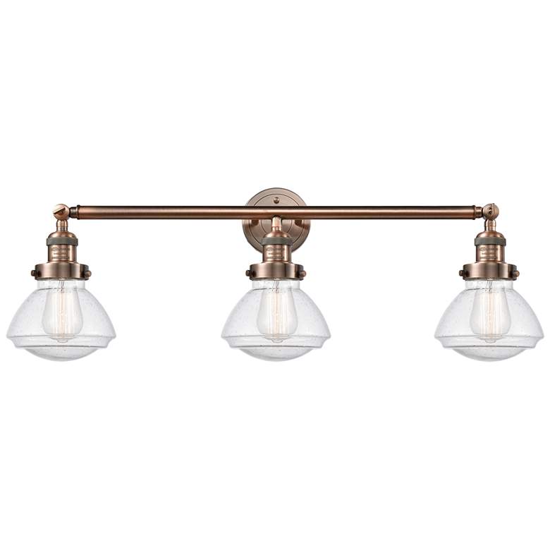 Image 1 Olean 30.75" Wide 3 Light Copper Bath Vanity Light w/ Seedy Shade