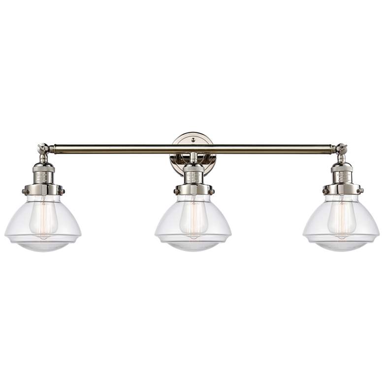 Image 1 Olean 30.75" Wide 3 Light Polished Nickel Bath Vanity Light w/ Clear S