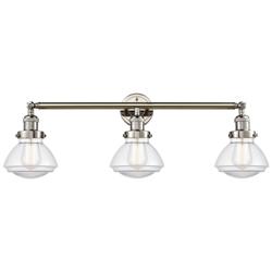 Olean 30.75" Wide 3 Light Polished Nickel Bath Vanity Light w/ Clear S