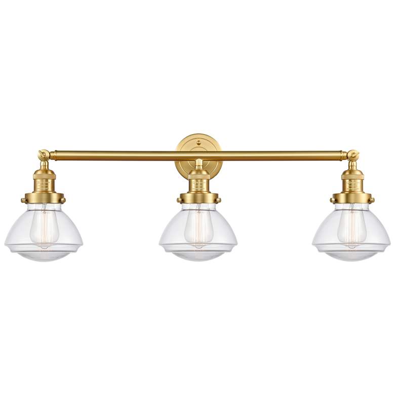 Image 1 Olean 30.75" Wide 3 Light Satin Gold Bath Vanity Light w/ Clear Shade