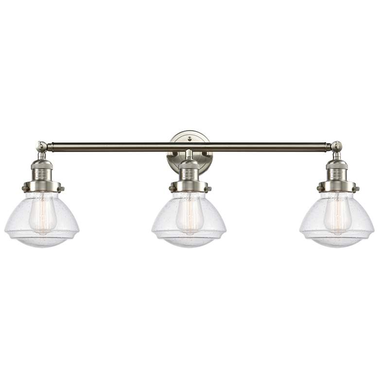 Image 1 Olean 30.75"W 3 Light Brushed Satin Nickel Bath Vanity Light w/ Seedy