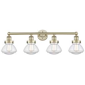 Image1 of Olean 33.5" Wide 4 Light Antique Brass Bath Vanity Light With Clear Sh