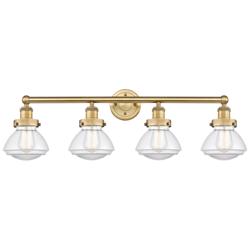 Olean 33.5" Wide 4 Light Brushed Brass Bath Vanity Light With Clear Sh
