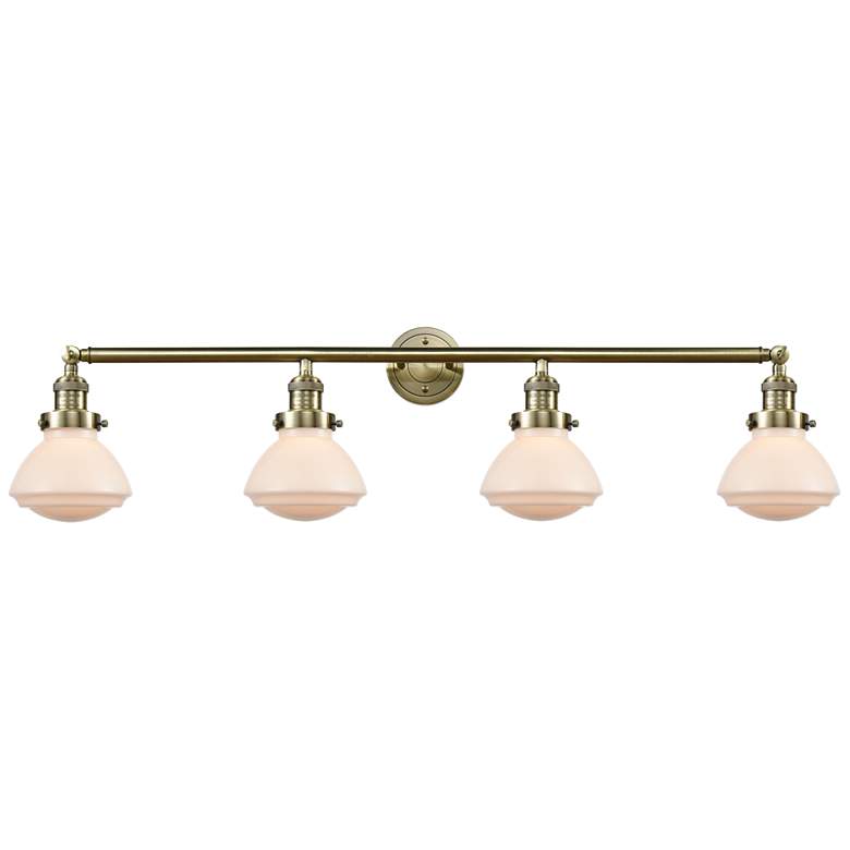 Image 1 Olean 42.75" Wide 4 Light Antique Brass Bath Vanity Light w/ White Sha