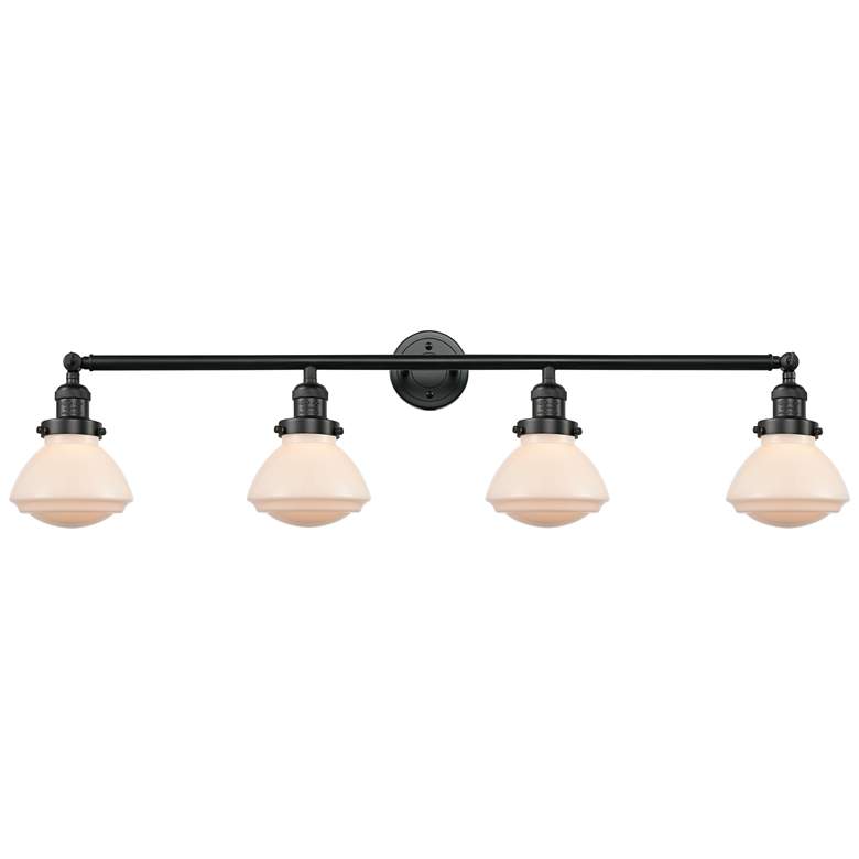 Image 1 Olean 42.75" Wide 4 Light Matte Black Bath Vanity Light w/ White Shade
