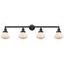 Olean 42.75" Wide 4 Light Matte Black Bath Vanity Light w/ White Shade