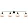 Olean 42.75" Wide 4 Light Matte Black Bath Vanity Light w/ White Shade