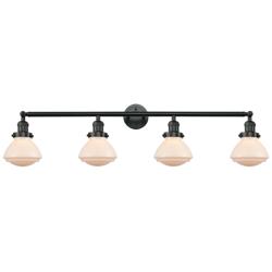 Olean 42.75" Wide 4 Light Matte Black Bath Vanity Light w/ White Shade