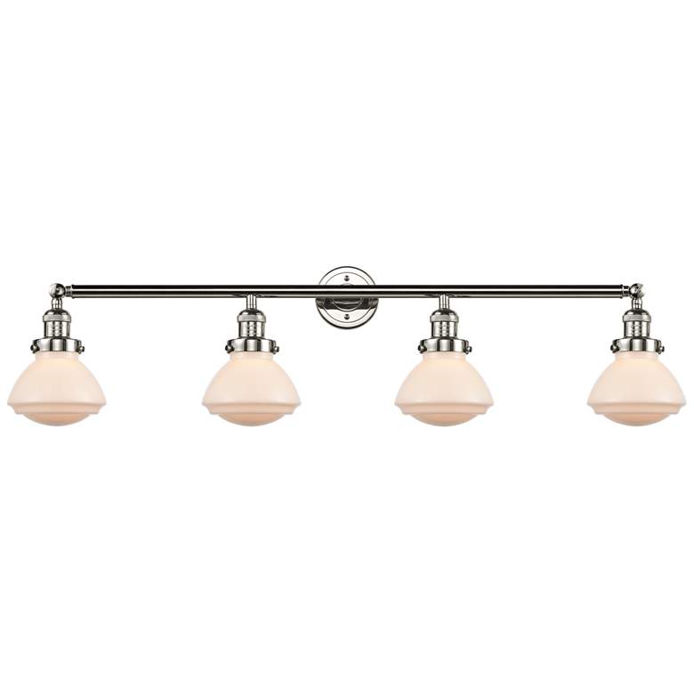 Image 1 Olean 42.75" Wide 4 Light Polished Nickel Bath Vanity Light w/ White S