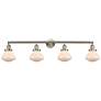 Olean 42.75"W 4 Light Brushed Satin Nickel Bath Vanity Light w/ White