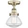 Olean 6.5" Wide Antique Brass Semi.Flush Mount With Clear Glass Shade