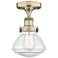 Olean 6.5" Wide Antique Brass Semi.Flush Mount With Seedy Glass Shade