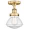 Olean 6.5" Wide Brushed Brass Semi.Flush Mount With Seedy Glass Shade