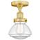 Olean 6.5" Wide Satin Gold Semi.Flush Mount With Clear Glass Shade