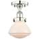 Olean 6.5"W Polished Nickel Semi.Flush Mount With Matte White Glass Sh