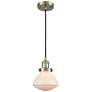 Olean 6.75" Wide Antique Brass Corded Mini Pendant w/ Matte White Shad