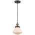 Olean 6.75" Wide Black Brass Corded Mini Pendant w/ Matte White Shade