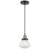 Olean 6.75" Wide Black Brass Corded Mini Pendant With Clear Shade