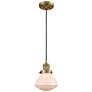 Olean 6.75" Wide Brushed Brass Corded Mini Pendant w/ Matte White Shad