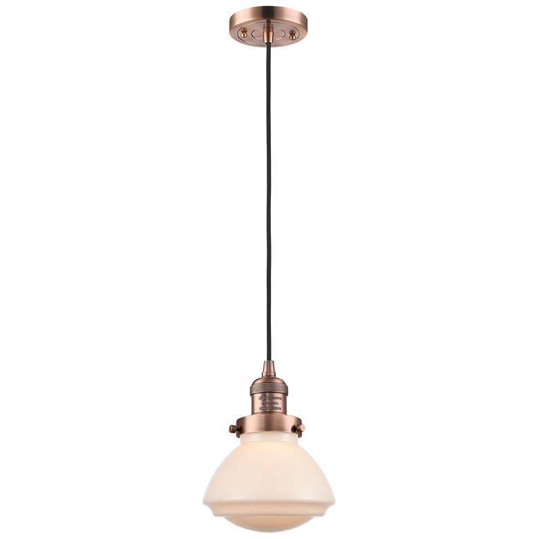 Image 1 Olean 6.75" Wide Copper Corded Mini Pendant w/ Matte White Shade