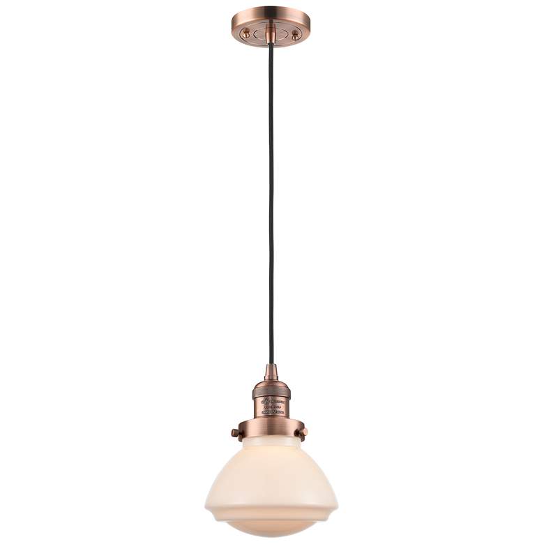 Image 1 Olean 6.75 inch Wide Copper Corded Mini Pendant w/ Matte White Shade