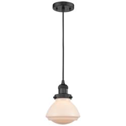 Olean 6.75" Wide Matte Black Corded Mini Pendant w/ Matte White Shade