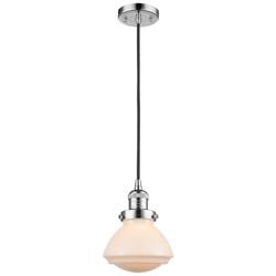 Olean 6.75" Wide Polished Chrome Corded Mini Pendant w/ Matte White Sh
